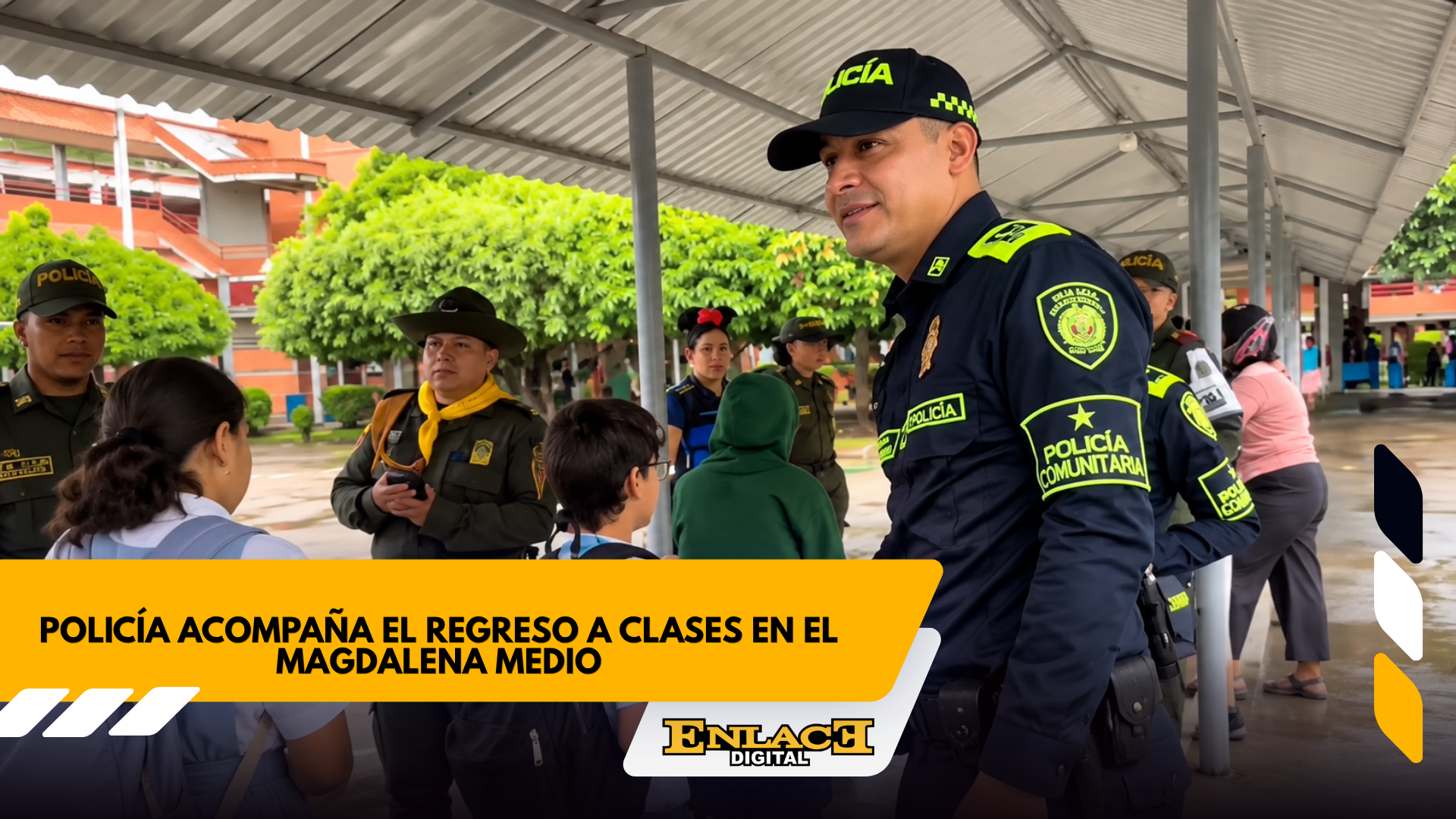Policía acompaña el regreso a clases en el magdalena medio   enlace televisión barrancabermeja | noticias deportes y entretenimiento en santander