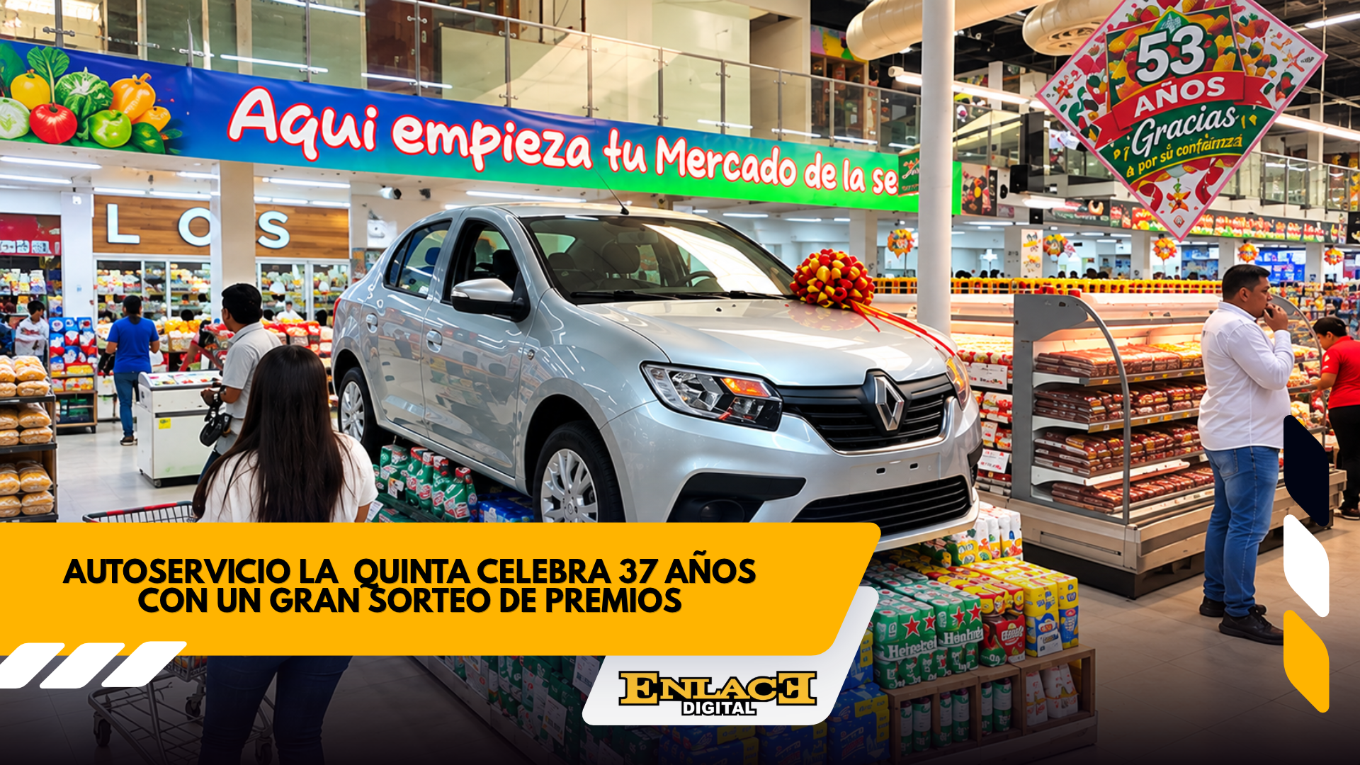 Autoservicio la quinta celebra 37 años con un renault logan 0 km   enlace televisión barrancabermeja | noticias deportes y entretenimiento en santander
